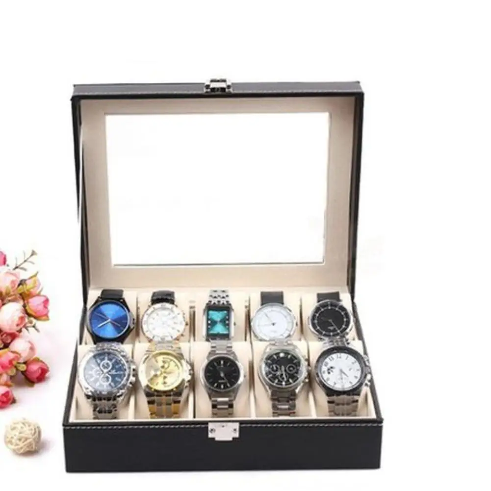 

Hot Sales 12 Slot Faux Leather Watch Box Wrist Watch Display Case Watch Organizer Jewelry Storage Box Watch Box Jewelry Display