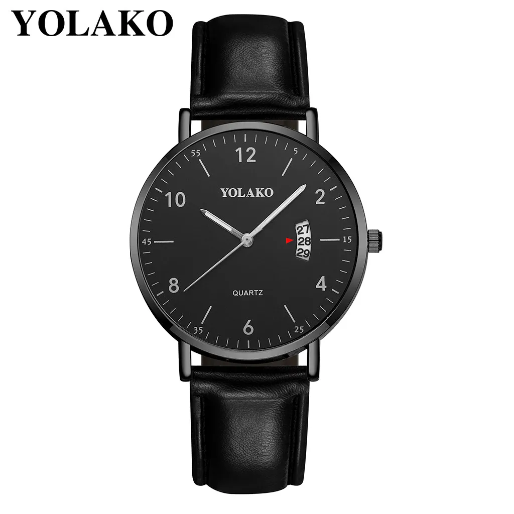 Relogio Masculino New Mens Watch Yolako Fashion Business Simple Dial Belt Calendar Men's Quartz Watch Gift Relogio Feminino