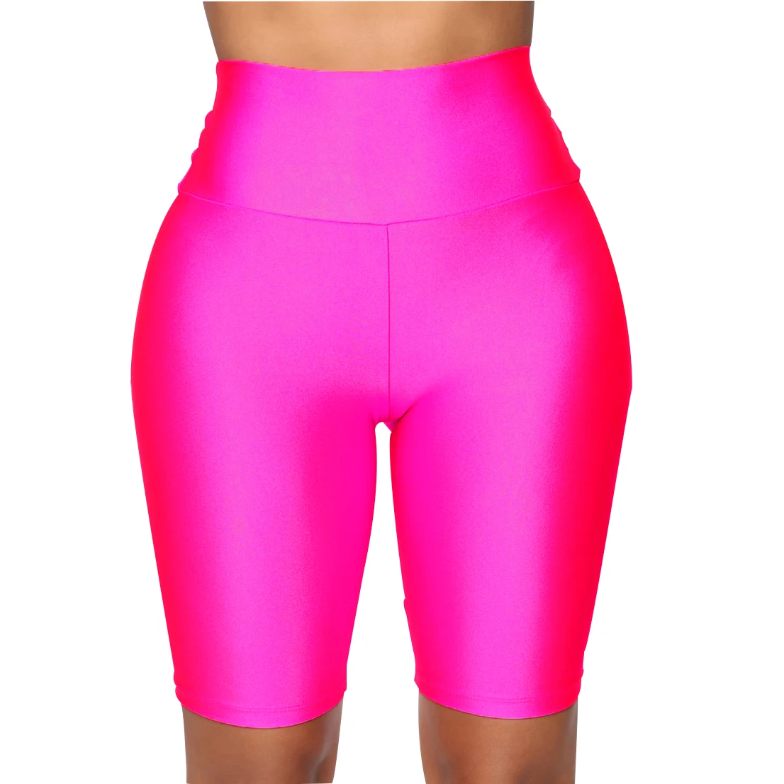 Womens Plain Sports Gym Cycling Skinny Fit High Waist Shorts Lady Summer Casual Solid Basic Stretchy Bodycon Short Pants
