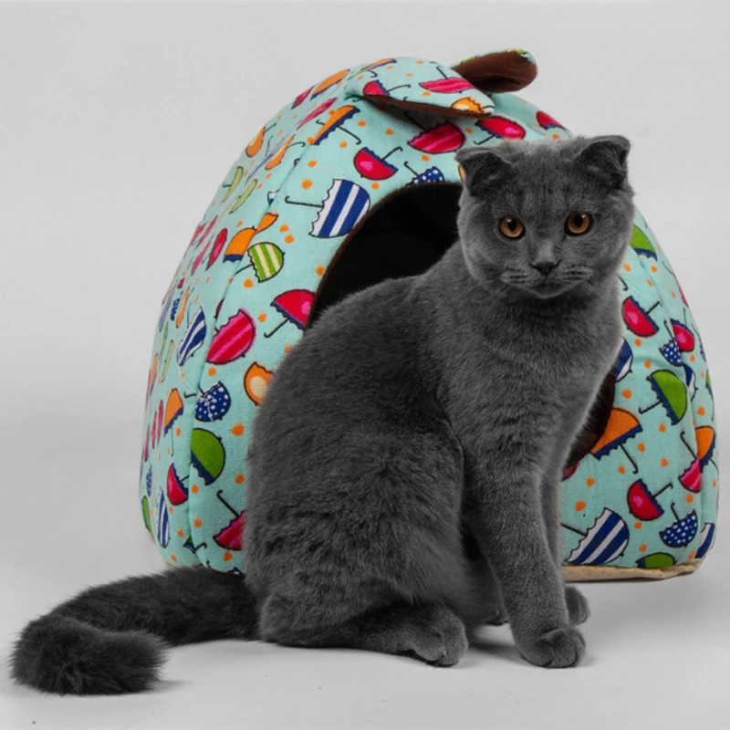 

Yurt Pet Tent Dog House Warm Cats Cage Puppy Teepee Anti-Slip Dogs Bed Washable Cat Nest Dog Kennel Pets Cushion   