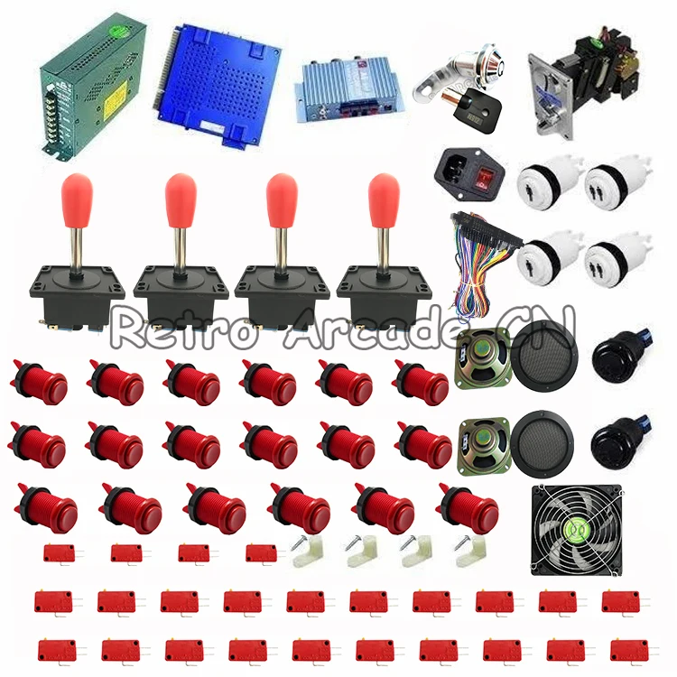 US $460.32 3 sets 1162 in 1 elf game arcade machine parts bundles kit diy pcb board button joystick coin acceptor harness speaker etc