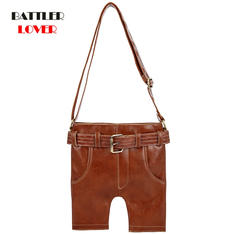Denim Jean Shape Design Vintage Genuine Leather Bag Female Small Women Handbags Bags For Women 2020 Shoulder Crossbody Bag Femme