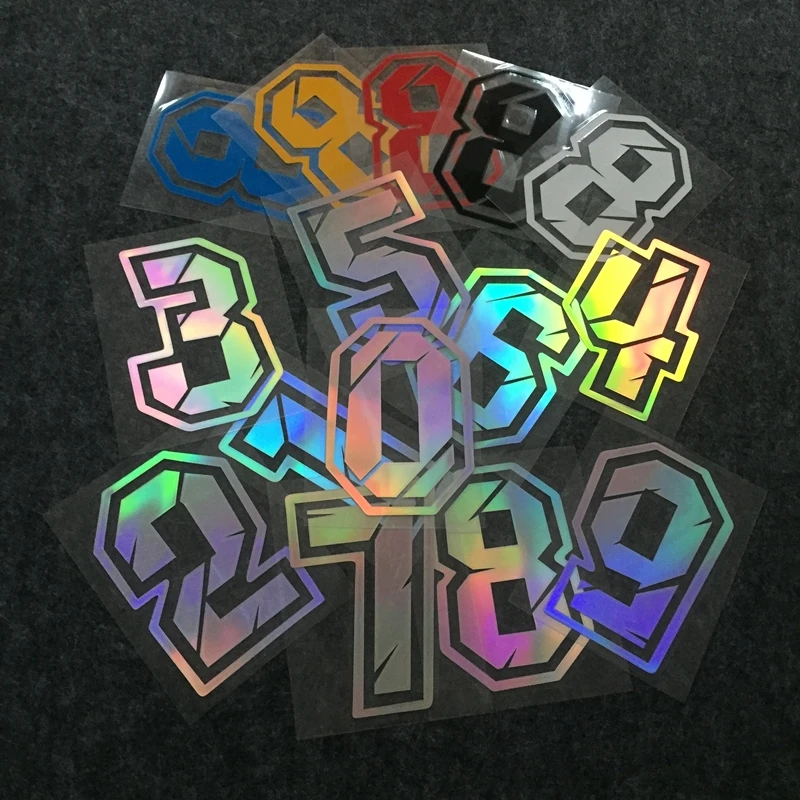 Pegatinas decorativas de números árabes para cabeza de motocicleta, pegatinas reflectantes impermeables de reajuste, 0123456789