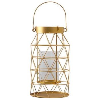 

Gold Geometric Metal Lantern Candle Holders Simple Fashion Practical Candelabra Ornaments Porta Velas Christmas Decor EC50LL