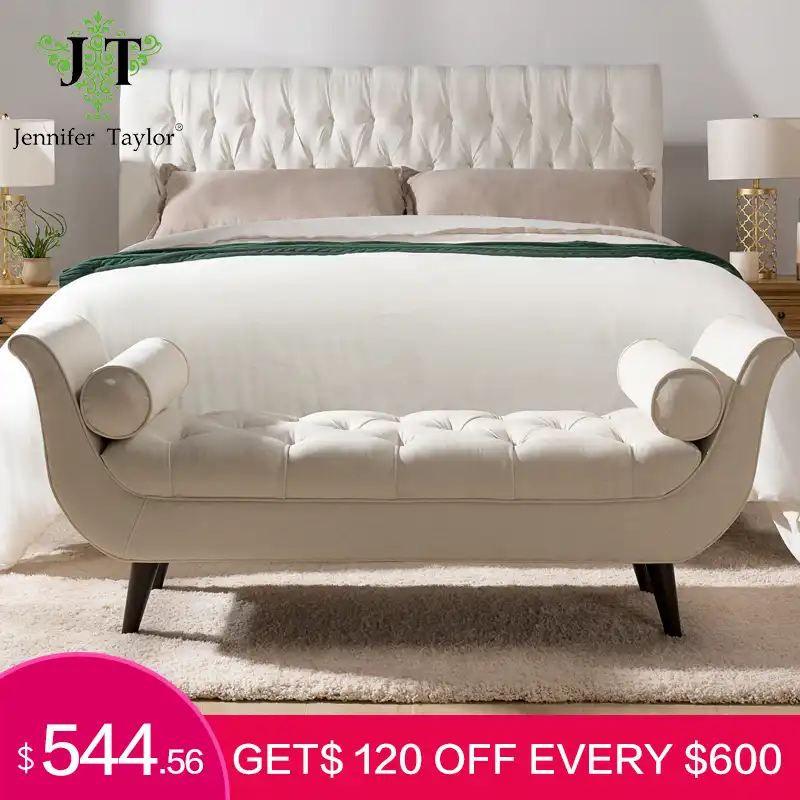 Jennifer Taylor Home Furniture Bench Sky Neutral Almatufted Flared Arm Entryway Colorful Birch 2 Matching Bolster Pillows Aliexpress