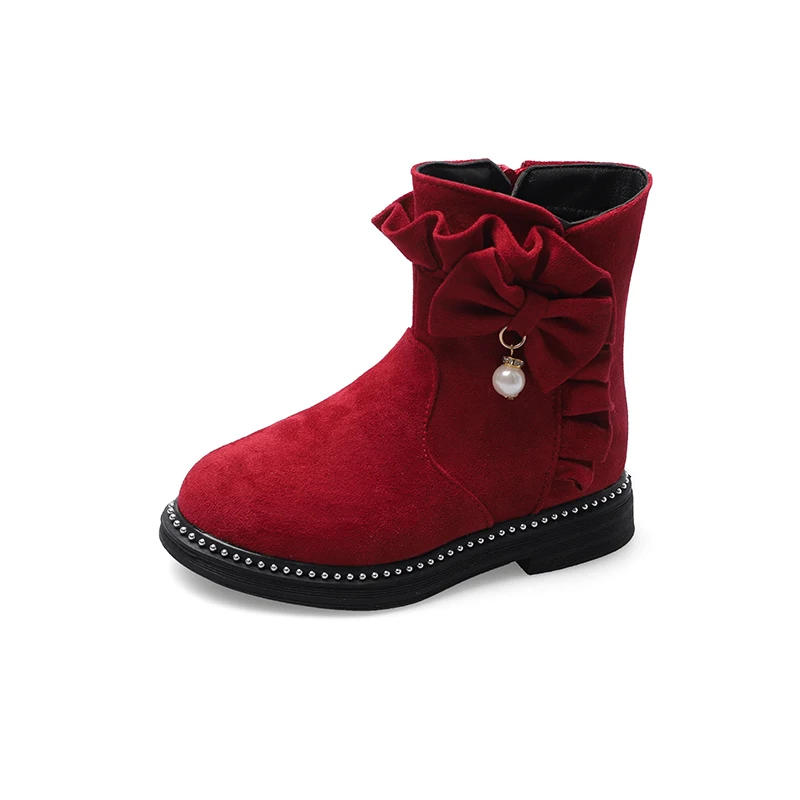 TT-80086-Red Новая детская обувь водонепроницаемые Бархатные Теплые Ботинки martin для девочек модная повседневная обувь - Цвет: TT-80086-Red