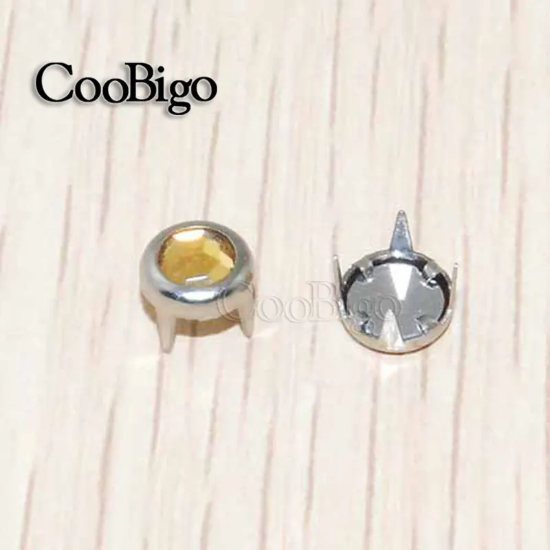 Color 4 100 шт 6 мм когти Стразы круглые плоские шпильки DIY заклепки гвоздики шипы для ткани обуви аксессуары - Цвет: Color 4