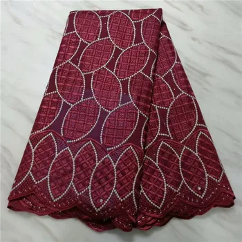 

Wine Red African Lace Fabrics High Quality For Men Cotton Dry Lace Fabric With Stones Swiss Voile Lace In Switzerland