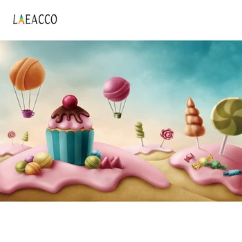 

Laeacco Cake Candy World Photographic Background Cartoon Photocall Photography Backdrop Personalized Decoration For Photo Studio