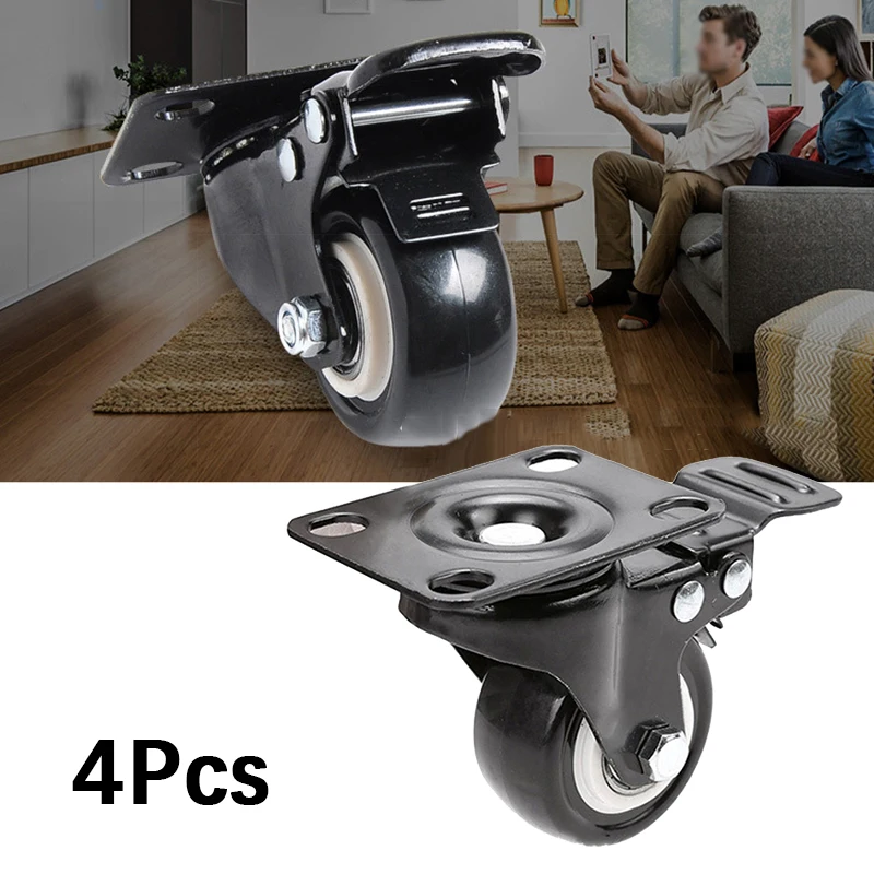 

4Pcs PU Furniture Office Trolley Swivel Casters Rubber Universal Rotating Wheels