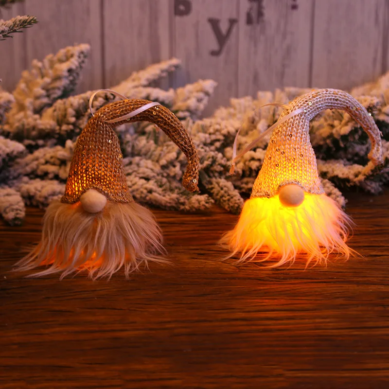 Рождественский светильник ing плюшевая кукла игрушка таинственная длинная борода шляпа гном кукла Рождественская елка ночной Светильник