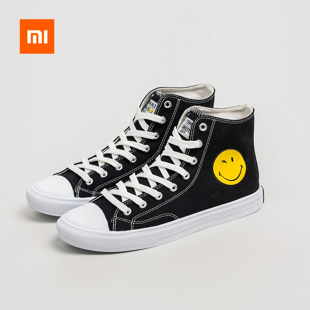 Xiaomi Mijia TSMLXLT; модная парусиновая обувь с высоким берцем и смайликом; классические кроссовки; Повседневная обувь; обувь на плоской подошве для мужчин и женщин