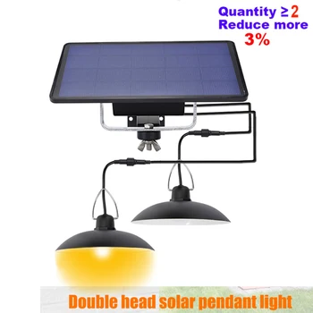 

Double Head Solar Pendant Light Outdoor Indoor Solar Lamp With Line Warm White/White Lighting Barn Farm Garden Yard Patio