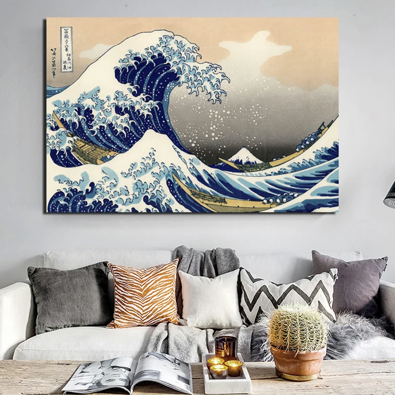 Большая волна от Katsushika Hokusai холст живопись плакаты принты мрамор настенная