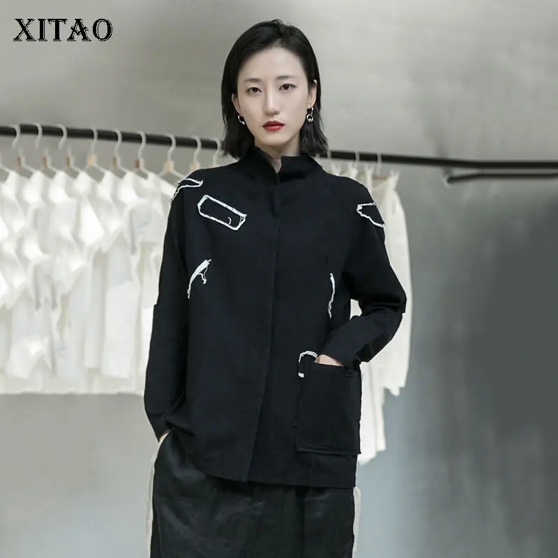 XITAO Gothic Distressed Tattered Patch Shirt