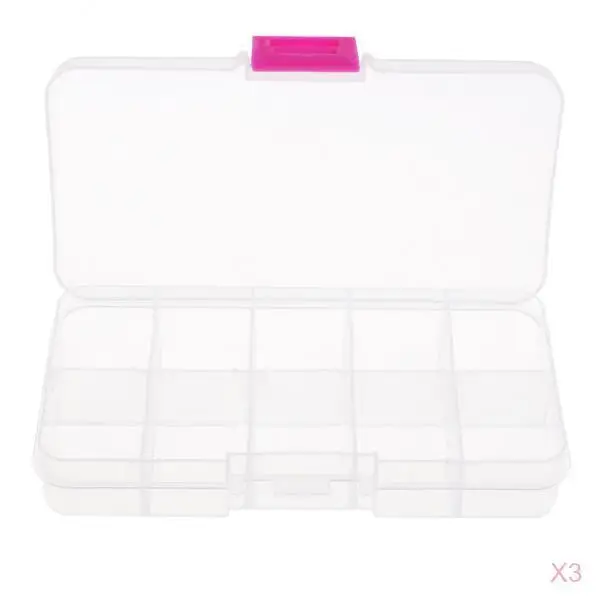 3 Pieces Clear Sewing Storage Box Sewing Machine Bobbin Organizer 10 Grids