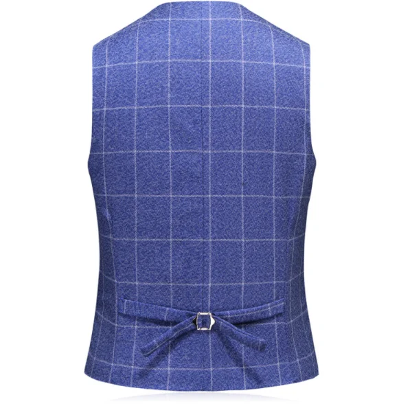 Классический Клетчатый полосатый мужской деловой костюм Slim Fit мужской костюм, пиджак и брюки с жилетом модный двубортный мужской свадебный костюм