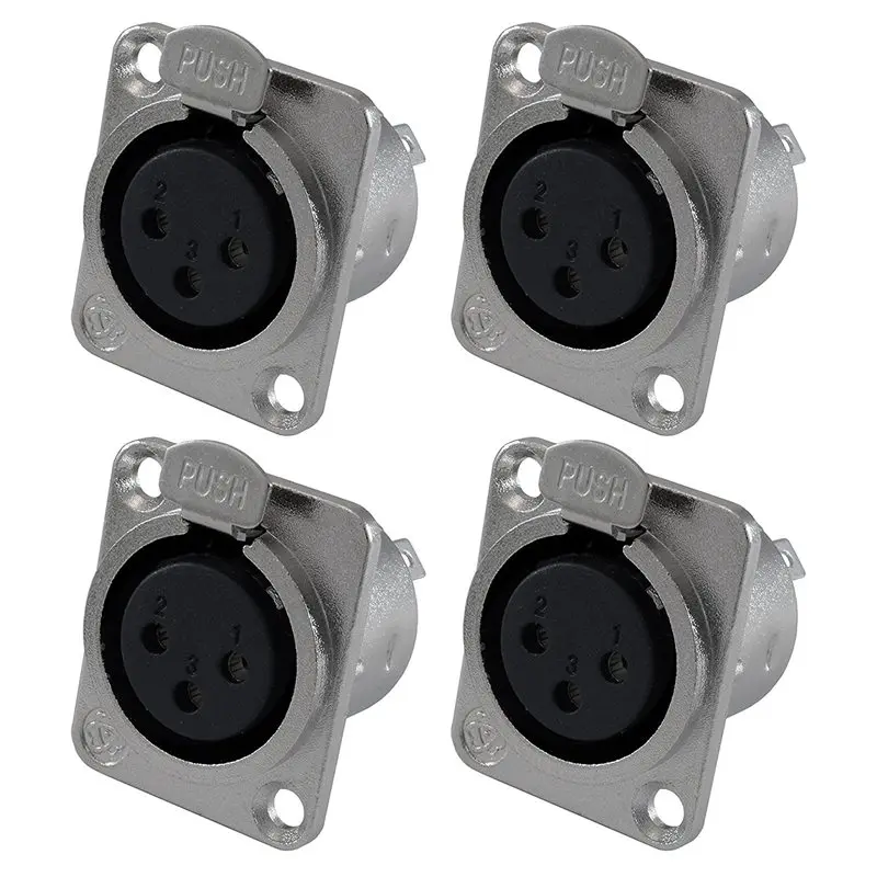 XLR Female Jack 3 Pin panel Mount серии D размер F 4 шт|Соединители| |