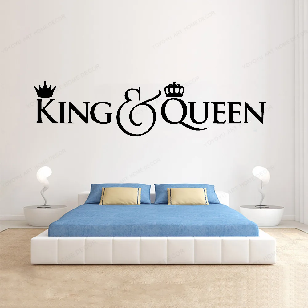 

King Queen Wall Decals Couple Master Bedroom wall sticker vinyl Marriage Wedding home wall decor JH244