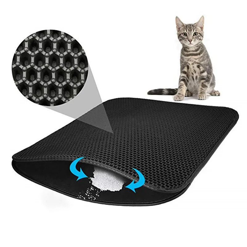 

Waterproof Pet Clean Cat Litter Pad Cats Toilet Bottom Non-slip Washable Foldable EVA Leather Double Layer Pets Litter Box Mat