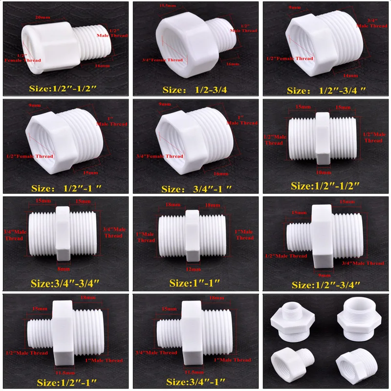 1~20pcs 1/2" 3/4" 1" Male/Female Thread Equal/Reducer Joint Aquarium Fish Tank Fittings Garden Irrigation Water Pipe Connector