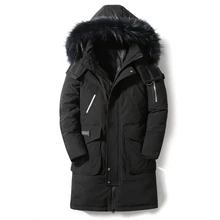 Men's 90% winter jacket windproof men's down windbreaker jacket with detachable large fur collar to keep warm and thick