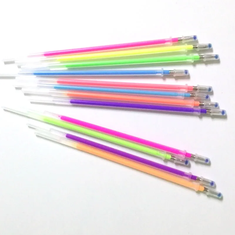 12/24 Colors Pen Refills Glitter Highlighter Gel Pen Core for Drawing Painting Marker Stationery School Office Supplies