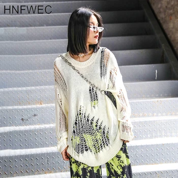 

Hollow Out T-shirt For Women O Neck Long Sleeve Loose Casual Knitting Pullover Tops Female 2020 Summer Fashion New K263