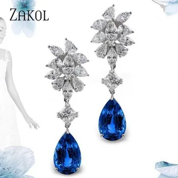 

ZAKOL Classic Drop Earrings Water Drop Cubic Zircon Wedding Jewelry For Women Engagement FSEP659