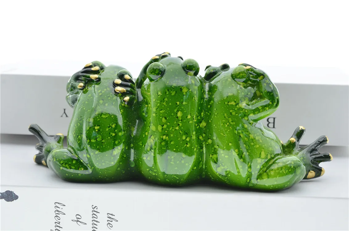 MYBLUE Kawaii Dont Talk Dont Listen Dont Look Frog Figurine Miniature Fairy Garden Nordic Home Room Decoration Accessories