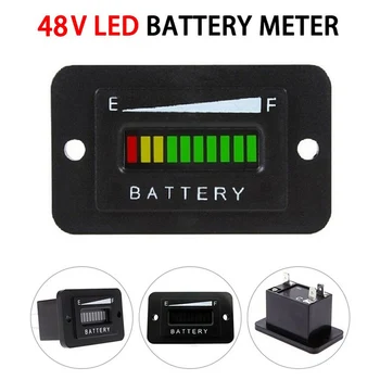 baratas 48v Medidor Indicador De Bateria Led Display Duplo Digital Para Yamaha Carrinho Golfe Barco Atv Bateria Lítio Tester Voltímetro