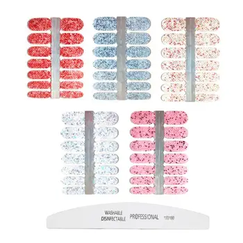 

Glitter Nail Art Stickers Set Environmental Protection and Durability Manicure Nail Tips Wraps Decal with Nail File Kit