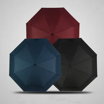 

oein Three Folding Automatic Umbrella Men Black Business Windproof Big Umbrella Rain Women Concise Simple Umbrellas Female