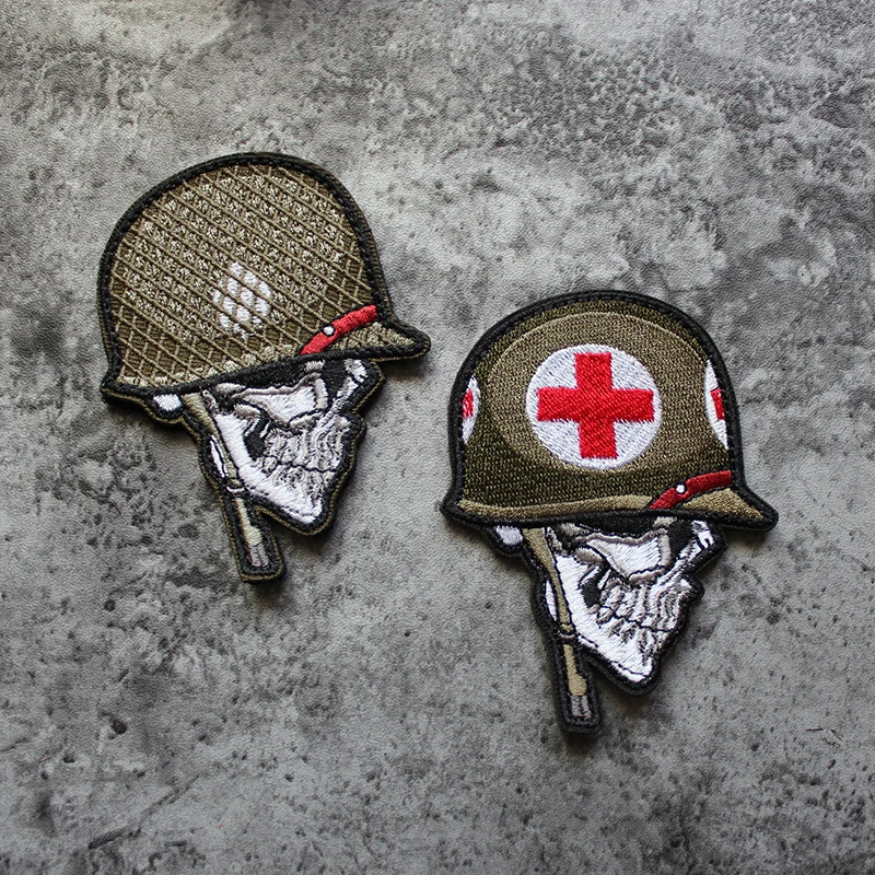 Skull Cross Medical Soldier Tactical Helmet Patches 3d Armband Military