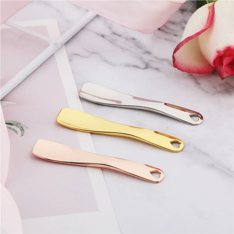 1 Pz Metallo Zinco Mini Spatola Cosmetica Curvo Scoop Oro Argento Maschera Per Il Trucco Crema Cucchiaio Crema Per Gli Occhi Stick Viso Strumenti Per 
