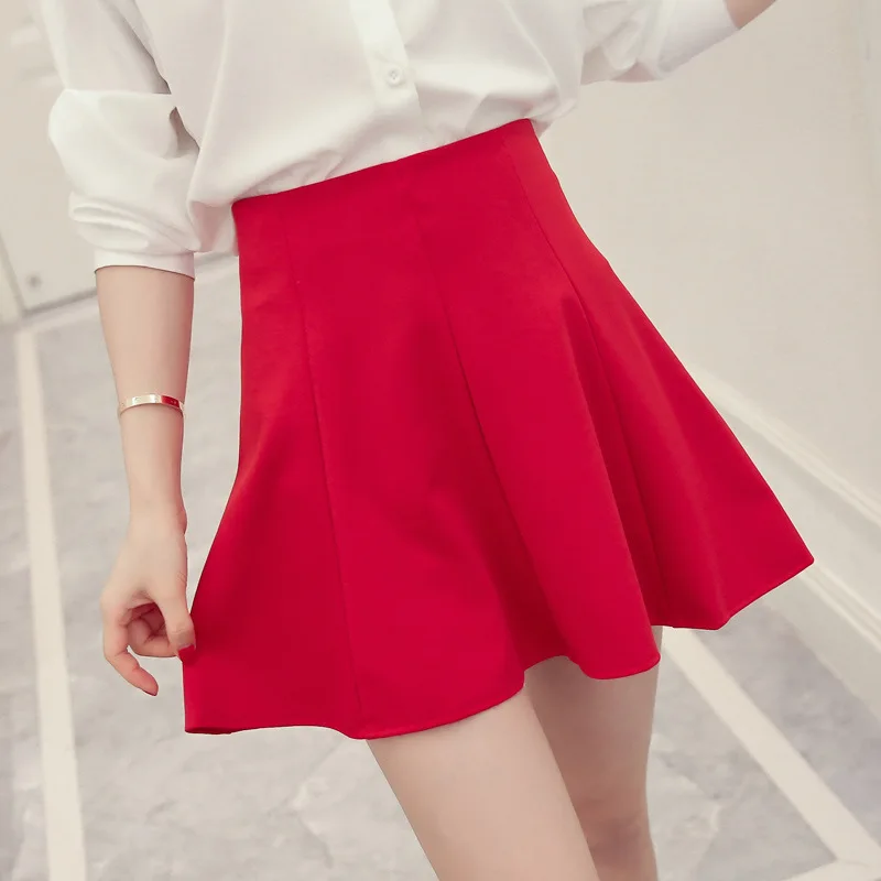 

2019 Spring And Summer New Style Short Skirt Women's High Waist Skirt Slimming A- line Base Skirt Anti-Exposure Pleated Skirt