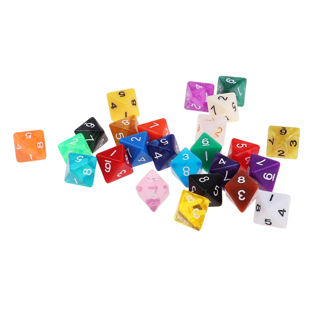 25Pcs Polyhedral Acrylic Dice d8 8-Sided for MTG TRPG Table Games Xmas Gift