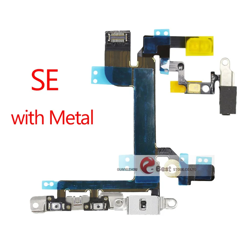 For SE Metal Шлейф питания для iPhone 5G SE 6 6s 7 8 Plus 7G 8G 6G X XR XS MAX Mute& Кнопка регулировки громкости ключ питания гибкий кабель с металлическими деталями - Цвет: For SE Metal