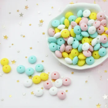 

Cute-idea 1000pc 12mm Lentils Beads BPA Free baby product Pendant DIY Necklace Pearl Silicone Teething Eco-friendly Sensory Toys