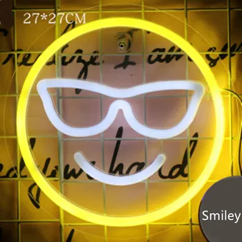 

Smiley Led Neon Light Sign for Christmas Holidays Party Decor Neon Lamp Wall Hanging Home Decoration USB Power Night Lights