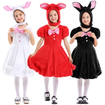 

New Girls Rabbit Costume Animals Party Cosplay Children Halloween Costume For Kids Carnival Party Dress Up