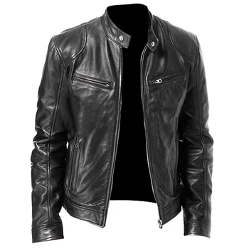 

2020 Mens Jacket Autumn Winter Stand Collar Zipper Slim fit Motorcycle Jacket Short Coat Windproof Warm Jacket new free shipping