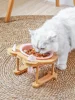 Ceramics Puppy Cat Dog Pet Single And Double Food Bowl For Eating And Drinking With Wooden Frame Pets Supplies Feeding Dish ► Photo 2/5