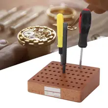 Запчасти для часов 60 отверстий Отвертка Держатель для полотенец органайзер для хранения инструмент для ремонта часов твердая древесина для часовщиков