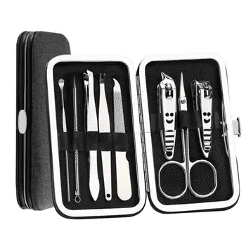 

8pcs/Set Stainless Steel Nail Clipper Pedicure Set With Scissor Tweezer Professional Manicure Tools Nail Supplies