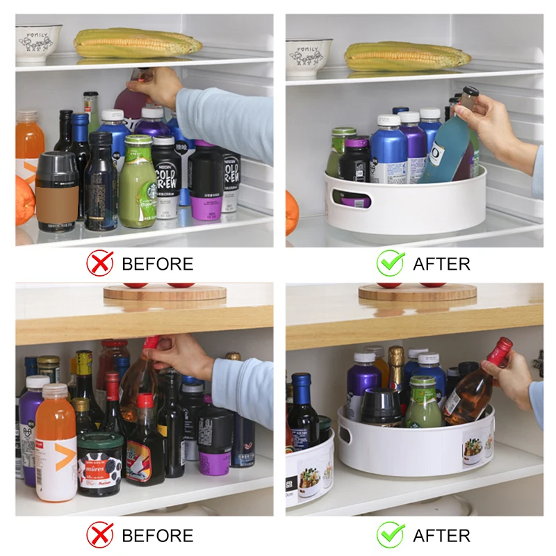 Новое кухонное Хранение продуктов контейнеры пластиковый вращающийся лоток для хранения Анти-скиды макияж приправа коробка для хранения для дома