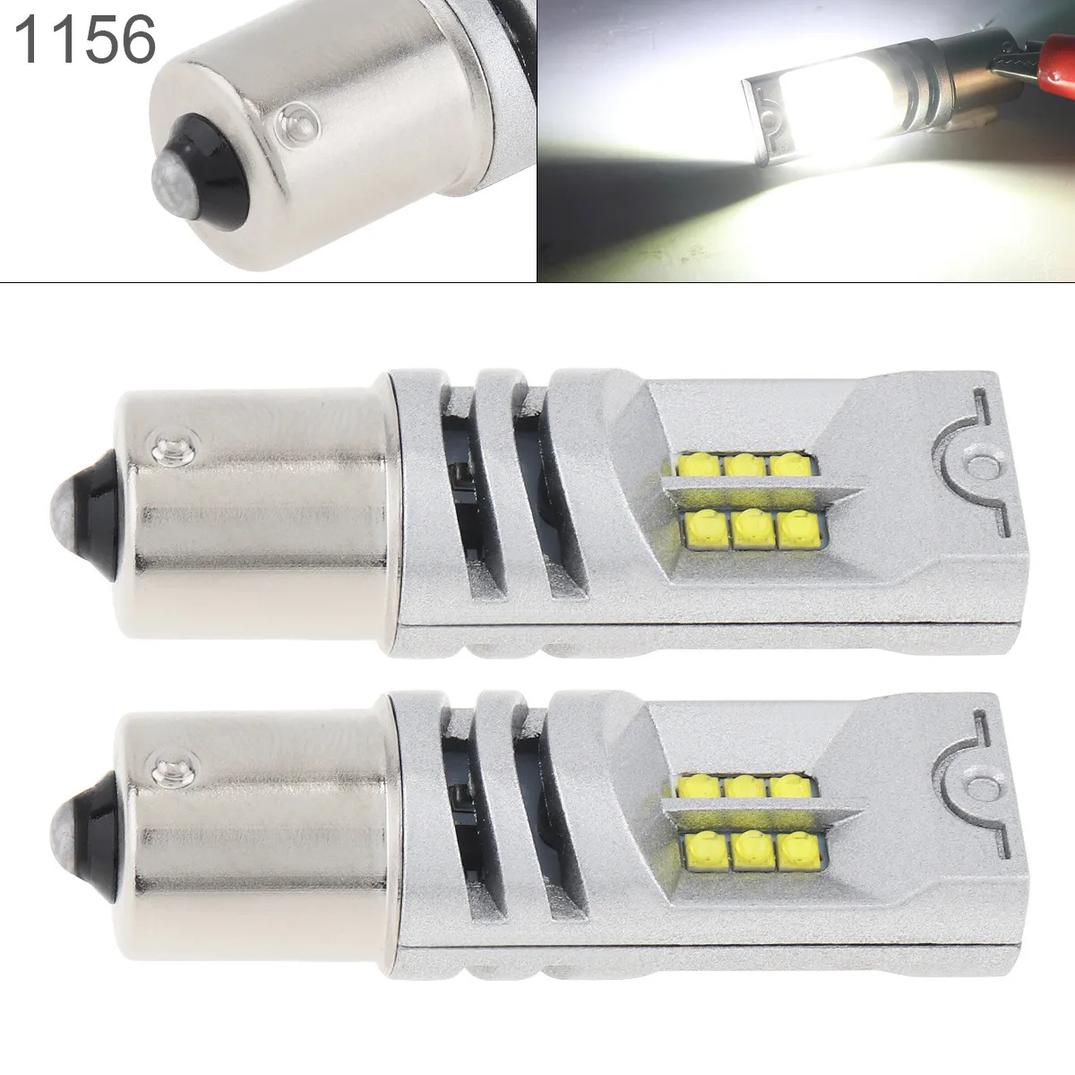 

2pcs 12V 1156 2525 SMD LED Car Light Bulb 1200LM 6500K-7500K White Auto Car Back Driving Running Brake Light Lamp