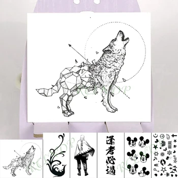 

Waterproof Temporary Tattoo Sticker Animal Wolf kung fu star moon Fake Tatto Hand Arm Foot Flash Tatoo for Kid Girl Men Women