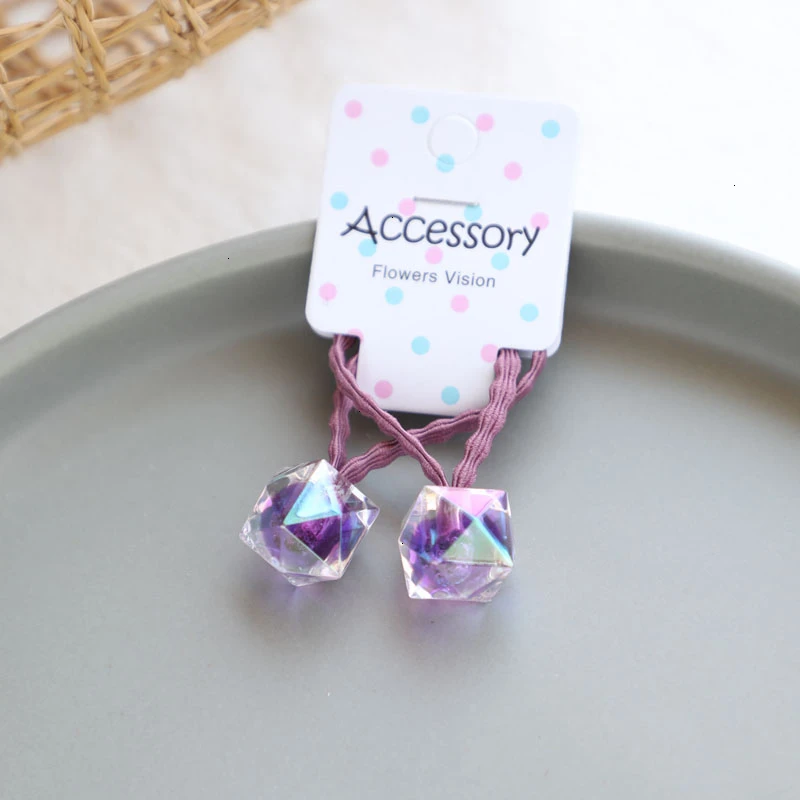 2PCS Cute New Candy Block Princess Headwear Kids Elastic Hair Bands Children Ropes Girls Accessories Baby Headdress - Цвет: C