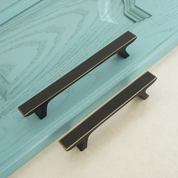

3.75" 5" Black Bronze Zinc Alloy Door Handles Modern Kitchen Cabinet Handle Cupboard Handle Dresser Drawer Pulls Handle 96 128mm